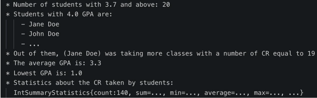example output